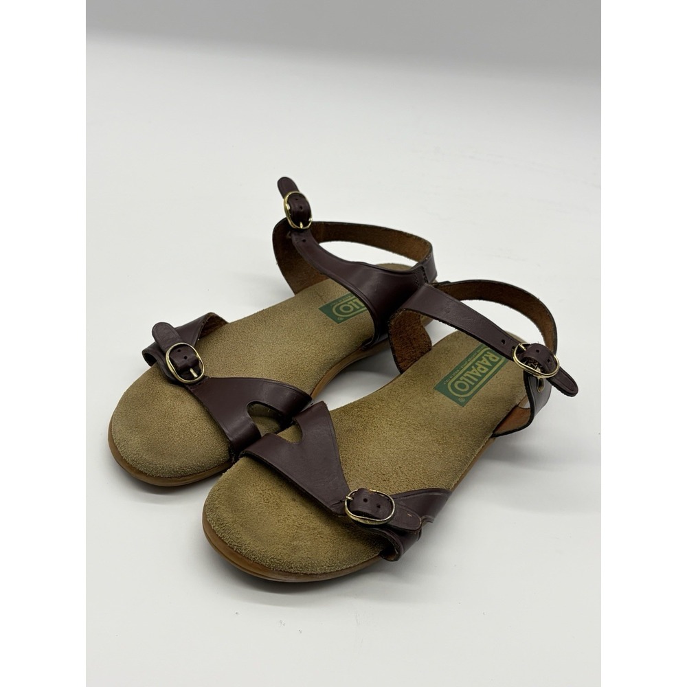 Rapallo Size 7 Leather Strap Sandals Made in Italy Flat Buckle Ankle Strap